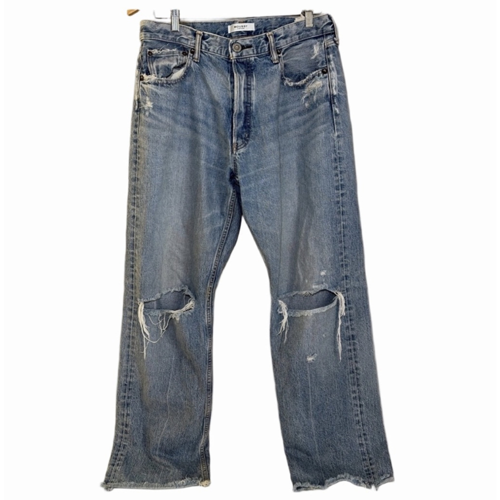 Moussy Vintage MV Viola Wide Straight Button Fly Jean Distressed Size 31